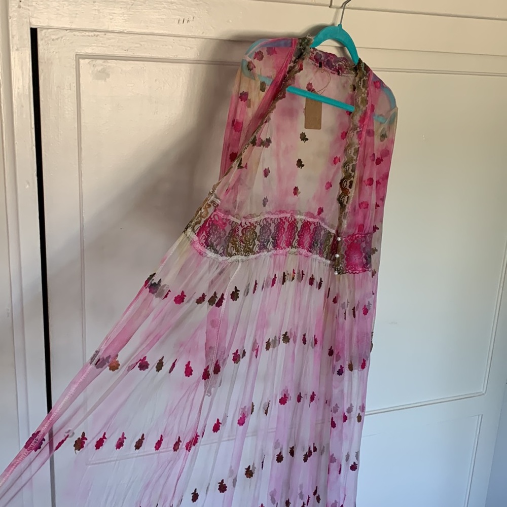 Maxi ice tie dyed lace robe duster - Picture 6 of 13